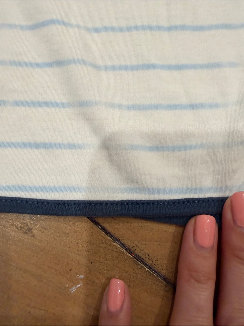 Lake Blue-Trim White Striped Pajama Set Medium - Picture 4 of 11
